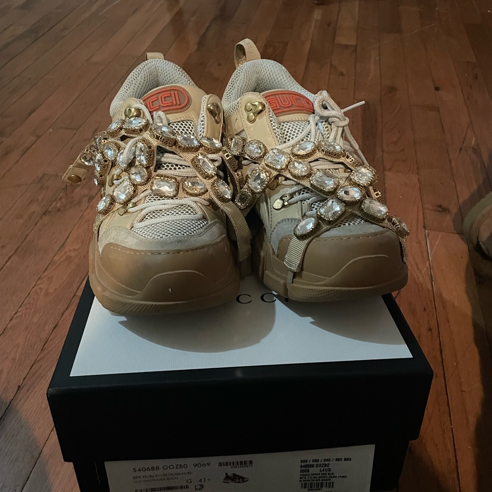 Gucci sneakers- 41 EU/ 11 US- beige with rhinestones
